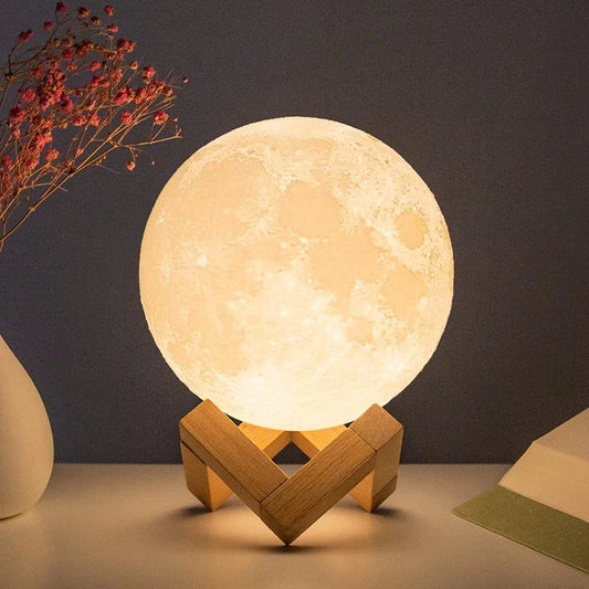 D5 8Cm LED Moon Lamp - Battery-Powered Night Light with Stand, Perfect for Bedroom Decor & Kids Gifts - Ideal Xmas Present!